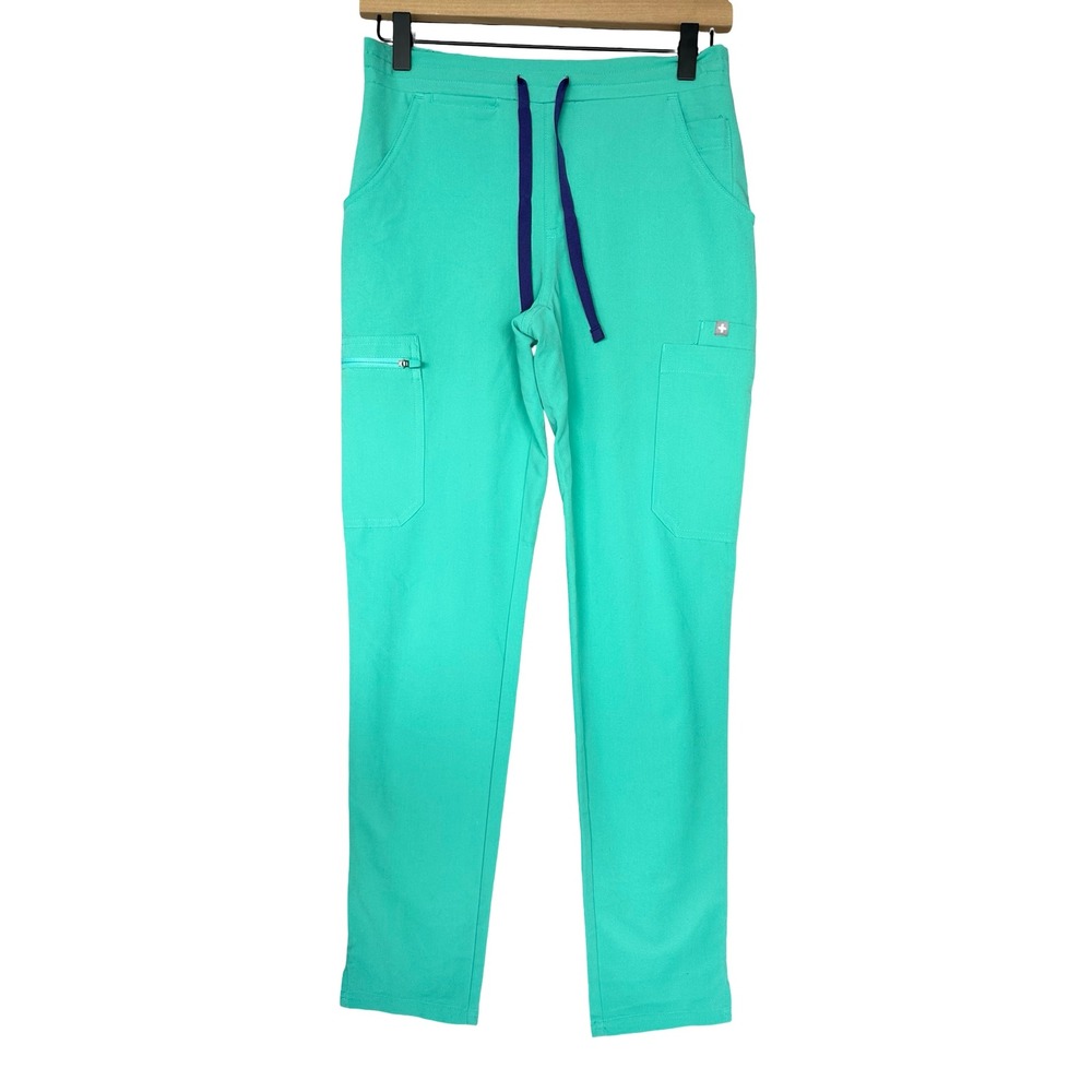 Figs Yola High-Rise Slim Stretch Lagoon Anti-Wrinkle Scrub Trouser Pant Size XXS - Picture 4 of 11